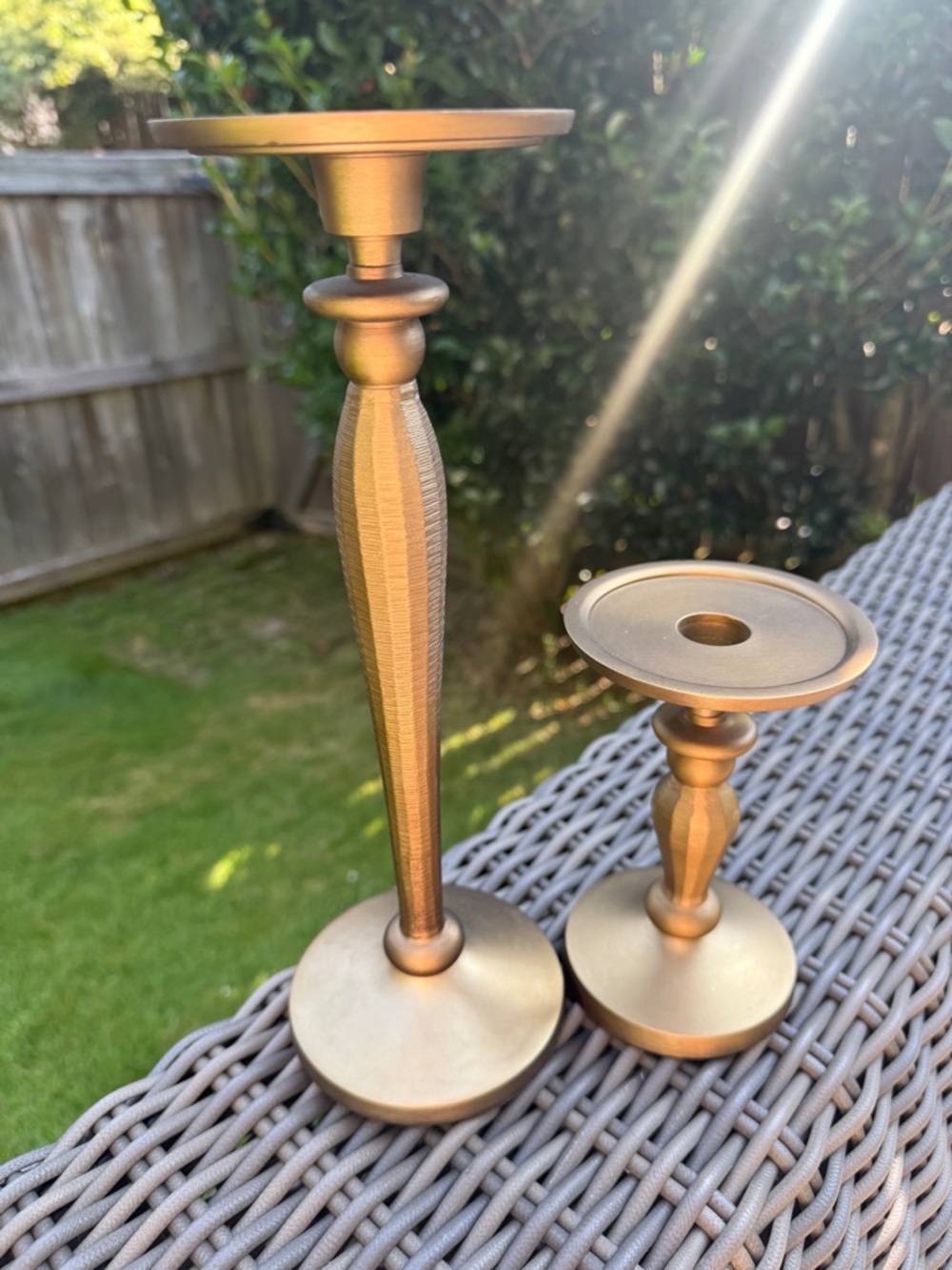 Frontgate Gold Metal Taper Candle Holders - Set of 2 - NWT